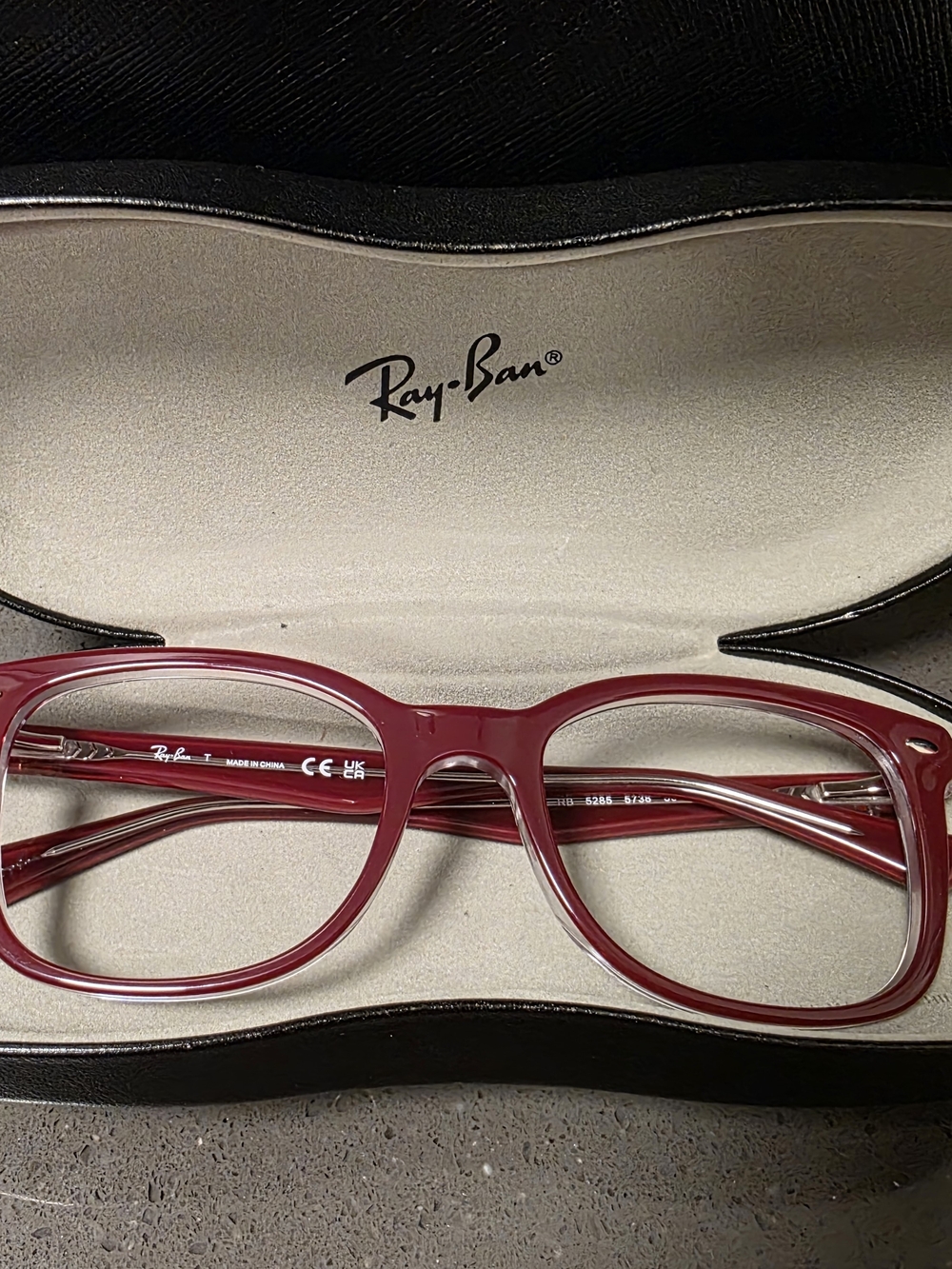 Ray-Ban Polished Bordeaux Transparent Rectangle Optical Frames